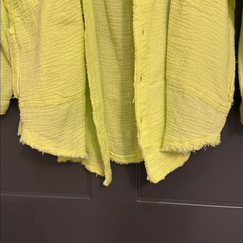 We The Free Summer Daydream Lime Green Textured Oversized Top NWT Size L - Picture 5 of 11